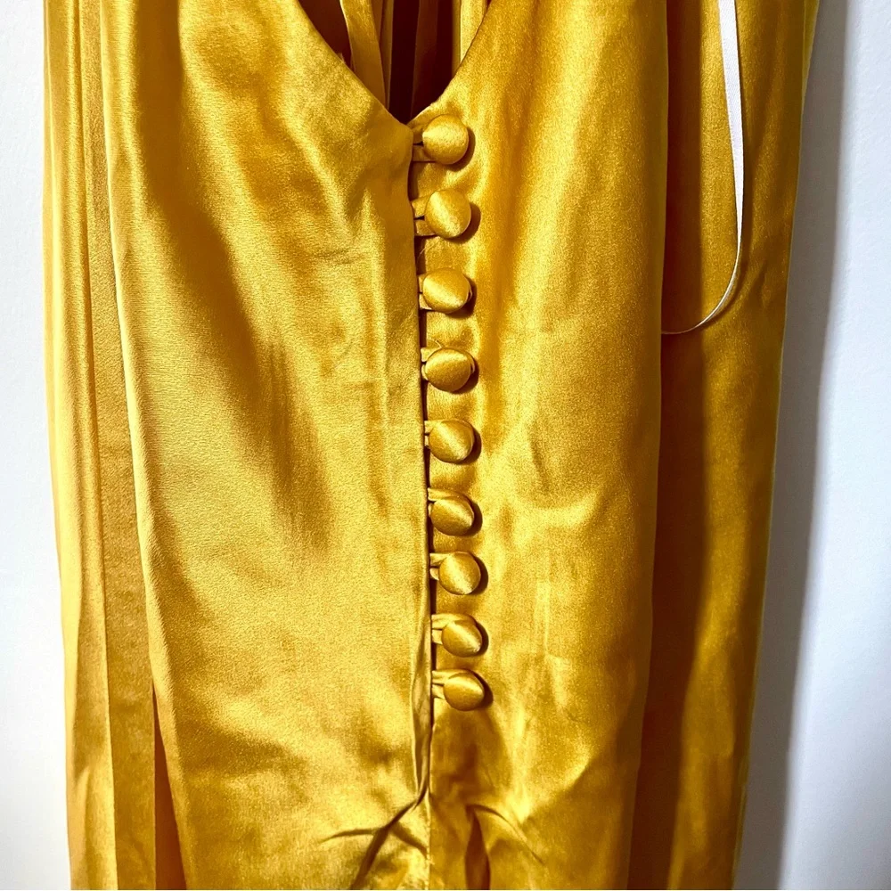 Reformation Jeany Silk Dress Tumeric Size Large NWT - Picture 11 of 16